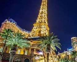 Image of Paris Las Vegas Eiffel Tower observation deck with panoramic view of Las Vegas Strip