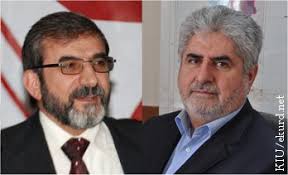 Outgoing General secretary of the Kurdistan Islamic Union (KIU) Salahaddin Bahaaddin (L). Mohammed Faraj (R) the new general secretary of the KIU party. - state6180