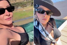 De biquíni, Maiara mostra tanquinho e toma quentão na piscina de sua fazenda; vídeo