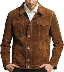 Amazon.com: Hombres Marrón Oscuro Tan Leightweight Genuine Suede Leather Jacket BM014, Marrón : Ropa, Zapatos y Joyería