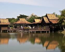 A traditional Cambodian stilt house village.