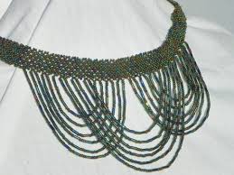 Multi Loop <b>Bead Choker Jewelry Necklace</b>, <b>Bead</b> Drape <b>Collar Necklace</b> - multi_color_beaded_choker_necklace_handmade_seed_bead_drape_jewelry_da71673a