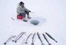 Eskimo com ice fishing