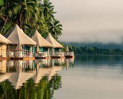 A floating tented villa at 4 Rivers Floating Lodge on the Tatai River