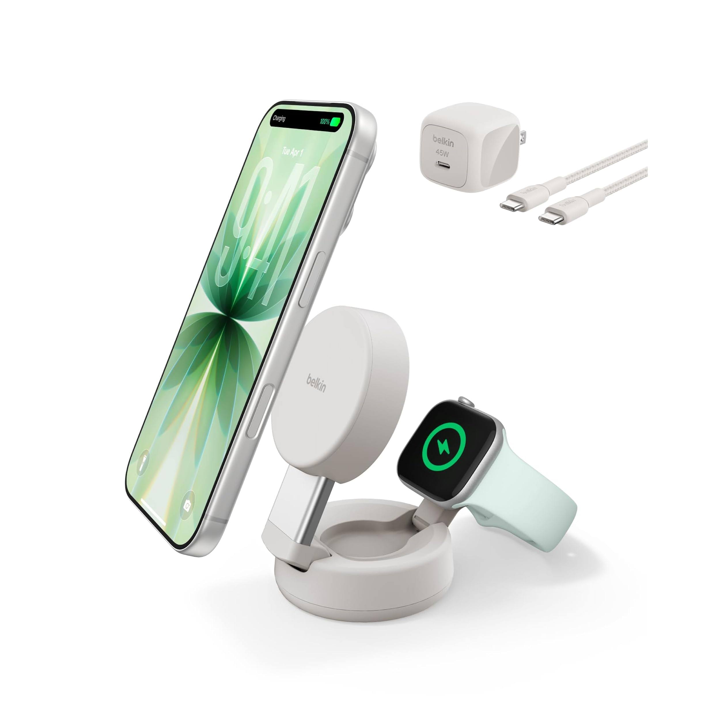 Belkin UltraCharge Pro 2-in-1 Convertible Qi2 Magnetic Charger wiz043ttch