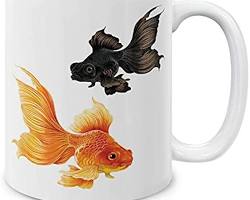 ceramic mug with a goldfish designの画像