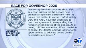 USC Gubernatorial Debate Canceled Due to Selection Criteria Dispute