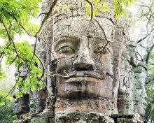 Image of Buddhist monk meditating in a Cambodian temple