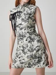 Woven Cheongsam Collar Ink Painting Bowknot Top For Daily Casual Party/Clubbing - Product from Cider