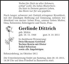Gerlinde Dittrich : Traueranzeige - SZ Trauer - Sächsische Zeitung