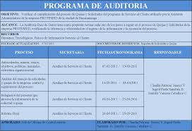 Resultado de imagen para ejemplo de programa de auditoria