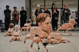 Musk e Zuckerberg viram cães-robôs que fazem 'cocô artístico' em museu