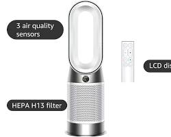 Изображение: stylish air purifier with AI technology, displaying air quality data on a small screen