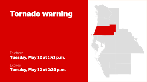 Tornado warning in place for Pasco County Tuesday afternoon – move to nearest shelter