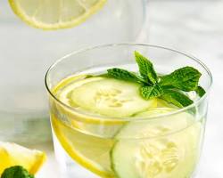 Image of glass of detox water with cucumber and mint