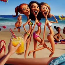 Résultat de recherche d'images pour "caricatures de filles sur la plage"