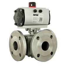 3-way ball valve DN 100 PN16 pneumatic actuator