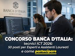 Concorso Banca d'Italia Tecnici ICT 2026: 50 posti per Esperti e Assistenti Laureati
