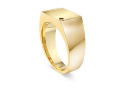 Image of Signet Ring with Diamond Accent gold diamond ring for men