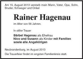 Rainer Hagenau-im Alter von 58 | Nordkurier Anzeigen - 006307748801