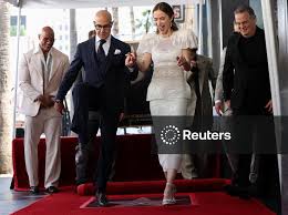 Actors Emily Blunt and Stanley Tucci unveil their stars on the Hollywood Walk of Fame in Los Angeles