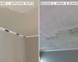 Asbestos testing sample being collected from a textured ceiling