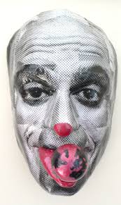 &quot;ali cabbar 03 - the world is not enough&quot;, 2008, Sculpture, collage on mask, 25 x 15 x 12 cm | Comments 0 | Favorites 0 | Info - watermark_13618