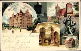 Litho Nürnberg, Blick auf Grand Hotel, Rudolf Lotz, Henkersteg ...
