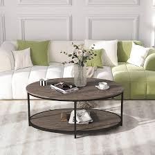 ROCSUMOO Oval Coffee Table, 43.3” Coffee Table with Wooden Shelf, 2-Tier Modern Table Open Storage for Living Room Bedroom Home Office (Walnut): Buy Online at Best Price in Egypt - Souq is