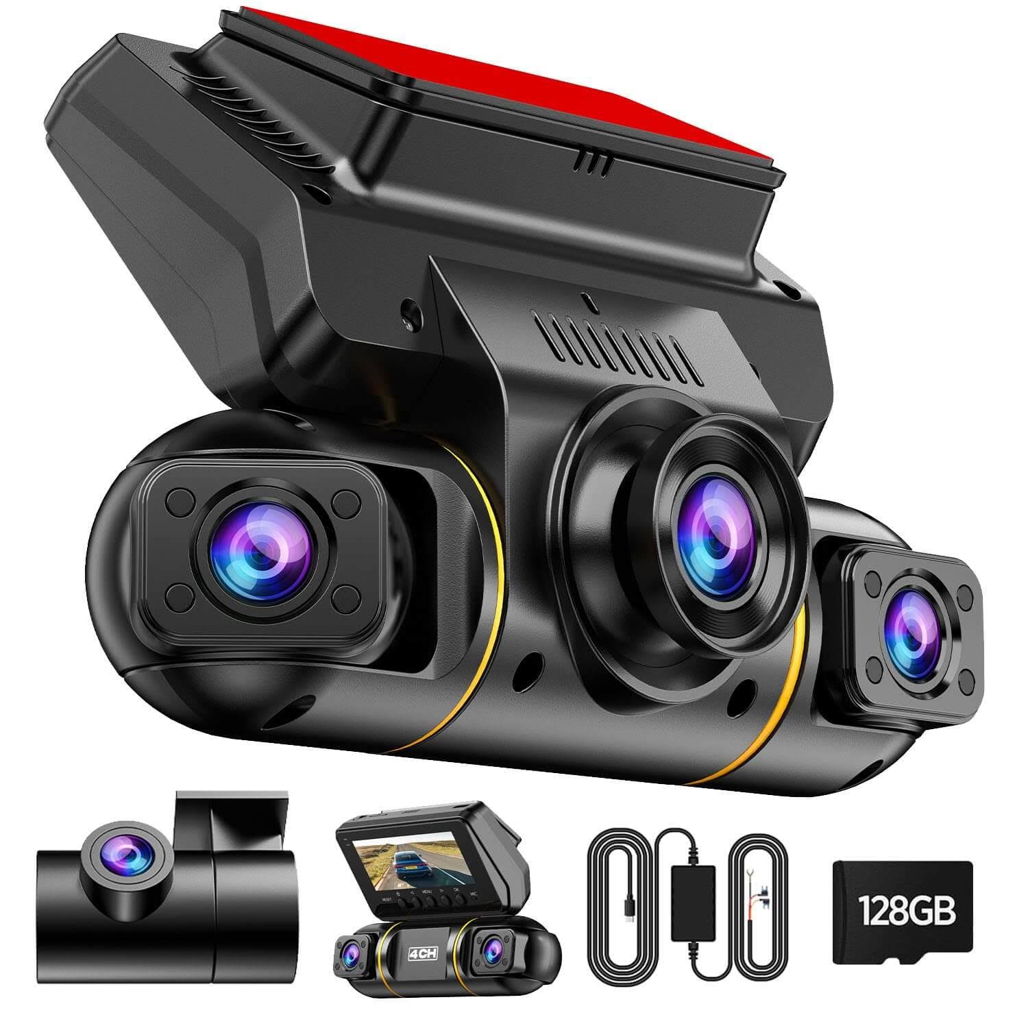 LAMTTO DC21 360° Wide Angle 1080p FHD 4 Channel Dash Cam Front and Rear