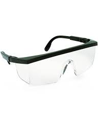 Item Safety spectacle. Adjustable temples length. Clear lens.