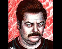 Print 8x10&quot; - Ron Swanson - Parks and Recreation Bacon Eggs Meat Steak Mustache Pop - il_340x270.601510764_j3r8