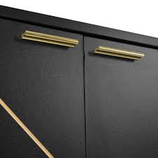 Buffet design noir motifs géométriques dorés et pieds en ...