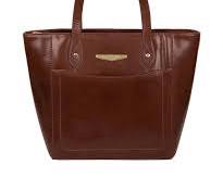 Image of vegetable tanned leather tote bag with a rich, natural color