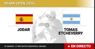 Rafael Jodar - Tomas Etcheverry, en directo hoy: sigue el partido de Miami Open