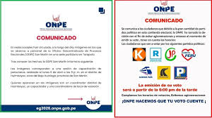 Es falso que la ONPE de Perú haya establecido el voto para algunos partidos desde las 18h00