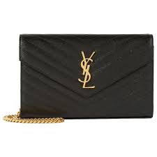 Portefeuille enveloppe leather crossbody bag Saint Laurent Black in Leather - 44750467