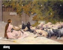Image of Odyssey Book 10 classical art Odysseus and Circe Pigs