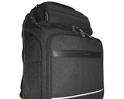 Imagen de la mochila Targus CitySmart EVA Pro abierta en plano para TSA