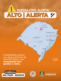 Defesa Civil alerta: condição de ALERTA para instabilidades que atuam em áreas próximas de Não-Me-Toque