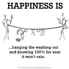 Happiness is, no rain in the washing day. - Daily Happy Quotes via Relatably.com