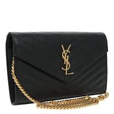 Saint Laurent | Bags | Saint Laurent V Stitch Chain Long Wallet Leather Black Gold Auth Bs9416a | Poshmark