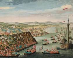 Image of William Pitt the Elder Earl of Chatham portrait British Empire map 18th century Seven Years War battle of Quebec 1759 Year of Victories British Parliament 1760s statue of William Pitt the Elder British North America map 1763