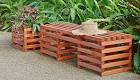 M : Natural Cedar Bench with Side Planters : Outdoor