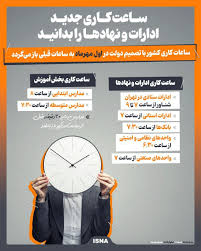 ساعت کاری جدید ادارات و مدارس از فردا سه‌شنبه یکم مهرماه