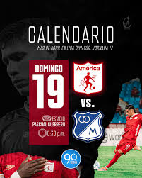 #Deportes90 La fecha 17 de la Liga Betplay trae una nueva edición del clásico entre América de Cali vs. Millonarios. Ambos equipos llegan con los ánimos arriba tras ganar sus compromisos en Copa Sudamericana. Los ‘escarlatas’ llegan séptimos en la tabl