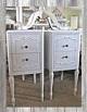 M: Set of 2 Carved Wood Shabby White Nightstands