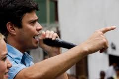 Leopoldo Lopez, pictured in 2008 while campaigning to become the mayor of Caracas, has been jailed for inciting violent protests against the socialist ... - venezuela