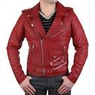 Veste cuir homme rouge