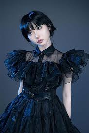 CosFantasy Women Wednesday Addams Dress Wednesday Cospaly Black Gothic Party Dance Dress with Belt C07201 - Product from Amazon.com